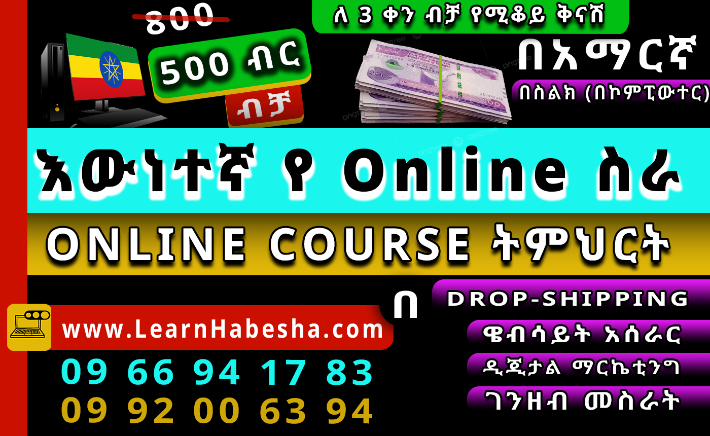 Make money Dropshipping, Digital marketing and WordPress Full Course In Ethiopia.